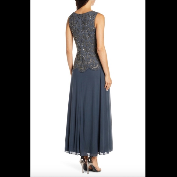 NEW Pisarro Nights Beaded Mock Two-Piece Gown‎ - Picture 2 of 8